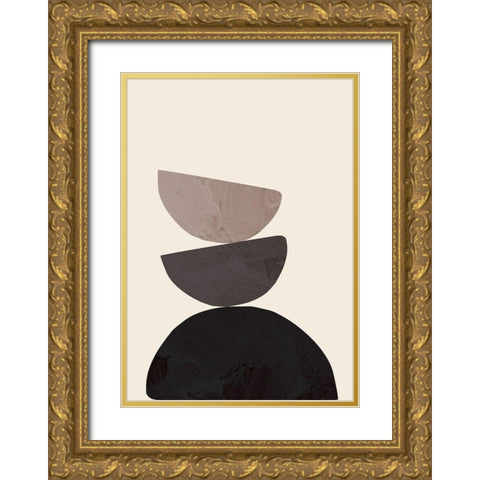 Collage 07 Gold Ornate Wood Framed Art Print with Double Matting by Artographie Studio