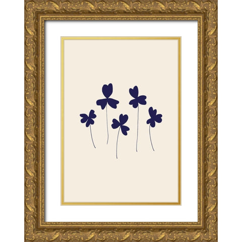 Blue Sorrel Gold Ornate Wood Framed Art Print with Double Matting by Artographie Studio