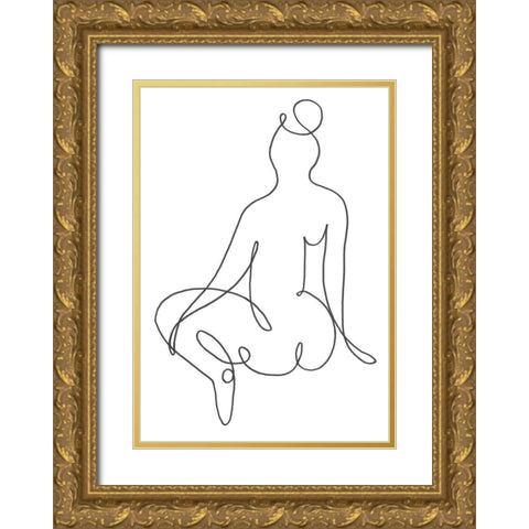 Sitting Down 01 Gold Ornate Wood Framed Art Print with Double Matting by Artographie Studio