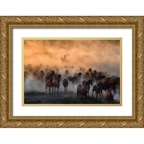 Heat to Cold Gold Ornate Wood Framed Art Print with Double Matting by Aumitcanan