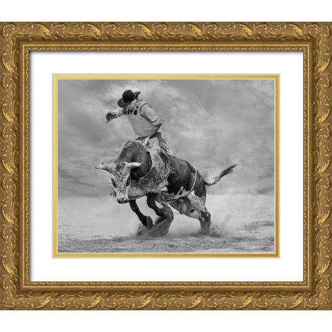 Ram Rodeo Gold Ornate Wood Framed Art Print with Double Matting by Wang, Yun