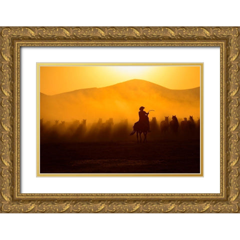 Chasing the Jades Gold Ornate Wood Framed Art Print with Double Matting by Pancareken, Yavuz