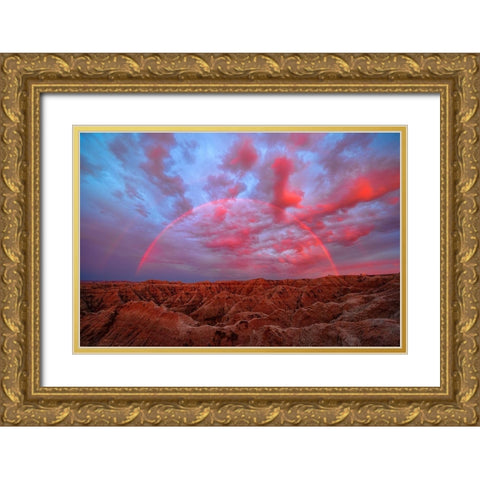 Symphany over Badlands Gold Ornate Wood Framed Art Print with Double Matting by Fan, John