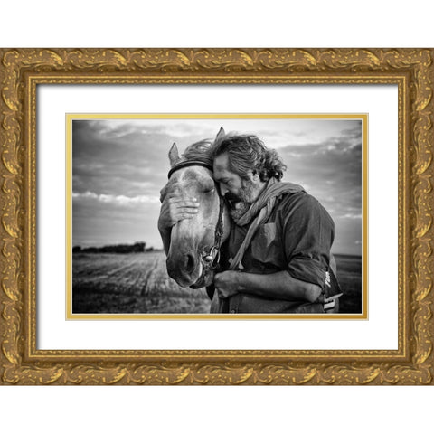 Shared Sorrow Gold Ornate Wood Framed Art Print with Double Matting by Mete, Gilcan