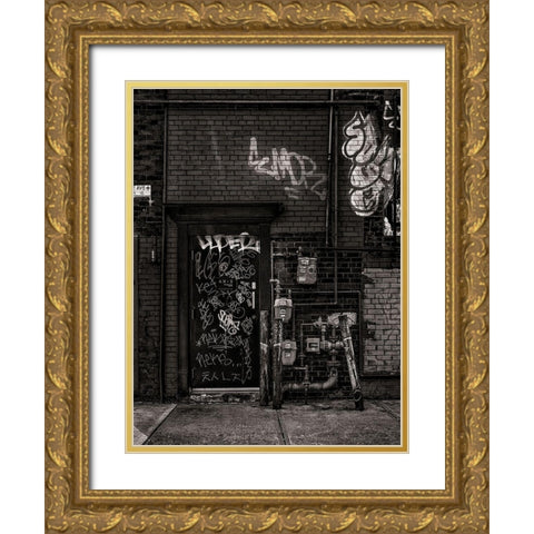 Alleyway Pipes No 4 Gold Ornate Wood Framed Art Print with Double Matting by Carson, Brian