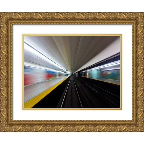 Toronto Subway System Speed No 2 Gold Ornate Wood Framed Art Print with Double Matting by Carson, Brian