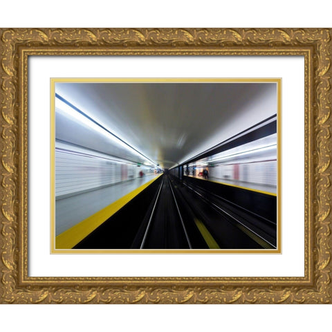 Toronto Subway System Speed No 3 Gold Ornate Wood Framed Art Print with Double Matting by Carson, Brian