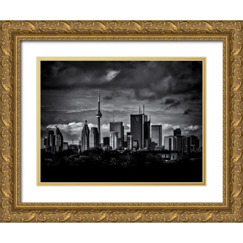 Toronto Skyline from the Pape Bridge No 2 Gold Ornate Wood Framed Art Print with Double Matting by Carson, Brian