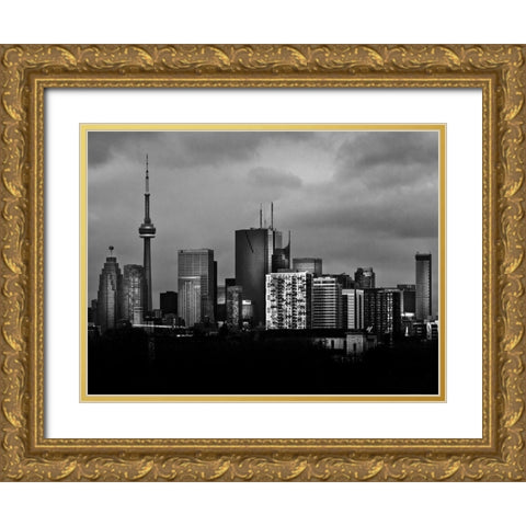 Toronto Skyline from the Pape Bridge No 3 Gold Ornate Wood Framed Art Print with Double Matting by Carson, Brian