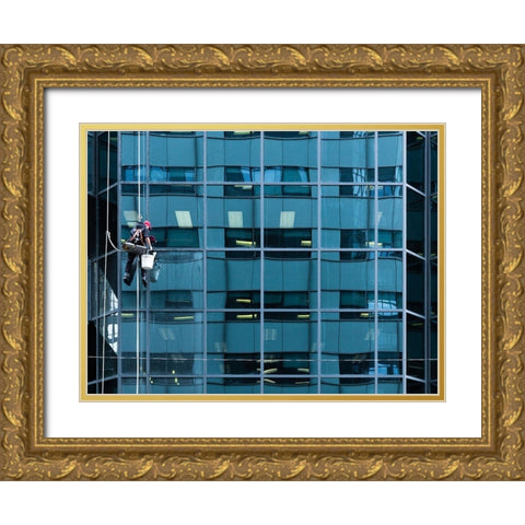 Window Washing No 7 Gold Ornate Wood Framed Art Print with Double Matting by Carson, Brian