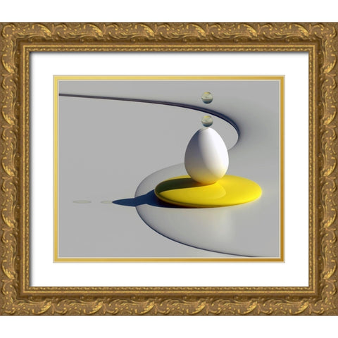 Egg Shapes Gold Ornate Wood Framed Art Print with Double Matting by Bunjamin (Abe), Antonyus