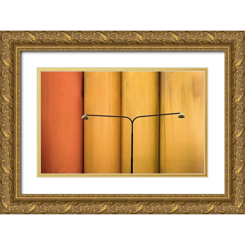 Street lamp Gold Ornate Wood Framed Art Print with Double Matting by Schuster, Inge