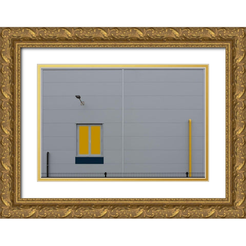 Yellow Window Gold Ornate Wood Framed Art Print with Double Matting by Niezen, Jan