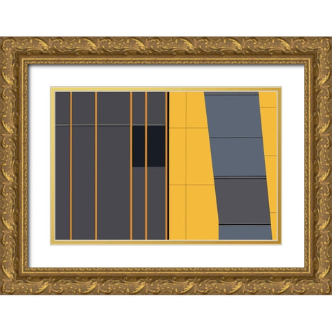Yellow in Abstract Gold Ornate Wood Framed Art Print with Double Matting by Niezen, Jan