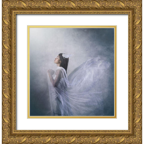 pray of angel Gold Ornate Wood Framed Art Print with Double Matting by Ryanholy