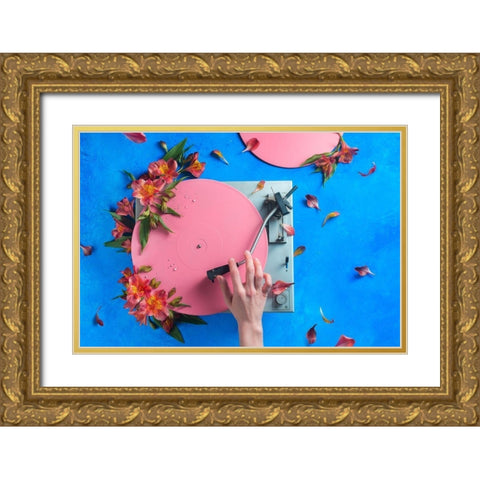 Spring Record Gold Ornate Wood Framed Art Print with Double Matting by Belenko, Dina