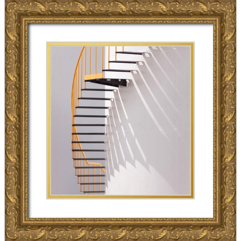 Yellow Staircase Gold Ornate Wood Framed Art Print with Double Matting by Hammer, Jacqueline