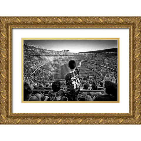 Cathedral of Football Gold Ornate Wood Framed Art Print with Double Matting by Geiger, Clemens