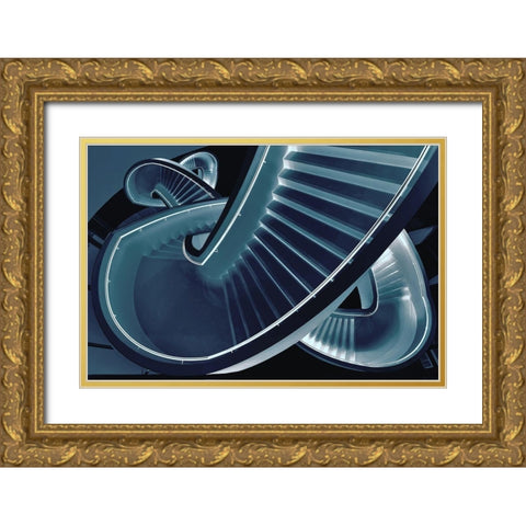 Blue stair Gold Ornate Wood Framed Art Print with Double Matting by Van Maastricht, Henk