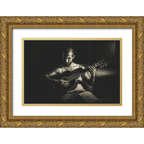 Music Gold Ornate Wood Framed Art Print with Double Matting by Rodarte, Diego