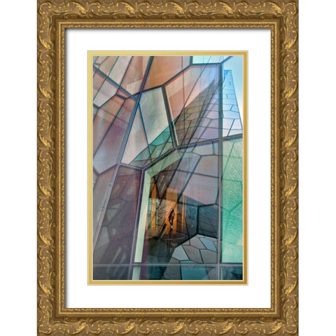 Colour Mosaic Gold Ornate Wood Framed Art Print with Double Matting by Kravanja, Jure
