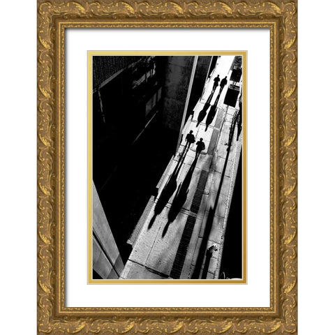 Queen Street Gold Ornate Wood Framed Art Print with Double Matting by Wang, Jian