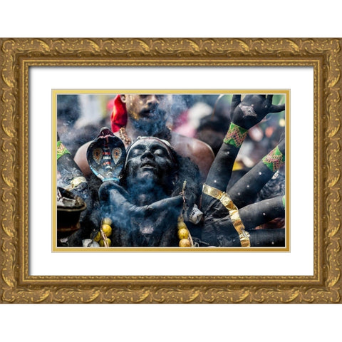 Black Kaali Gold Ornate Wood Framed Art Print with Double Matting by Subramanian, Elangovan