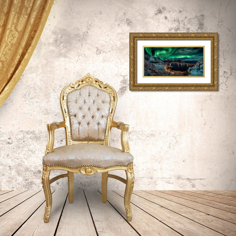 Chasing the Northern Lights Gold Ornate Wood Framed Art Print with Double Matting by De La, Javier