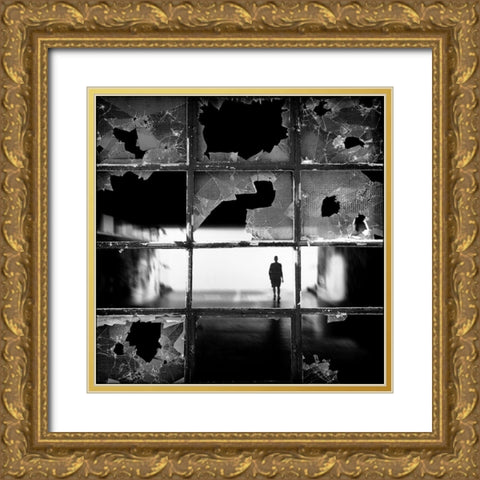 Fractures Gold Ornate Wood Framed Art Print with Double Matting by Cuder, Darko