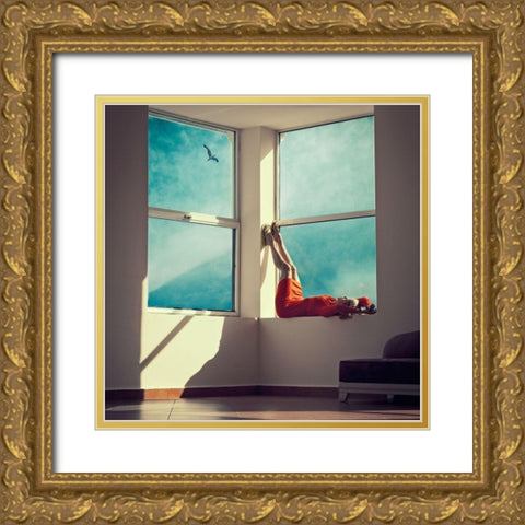 room with a view Gold Ornate Wood Framed Art Print with Double Matting by Ambra
