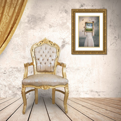 Set them free Gold Ornate Wood Framed Art Print with Double Matting by Bowen, Baden