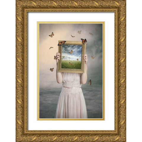 Set them free Gold Ornate Wood Framed Art Print with Double Matting by Bowen, Baden