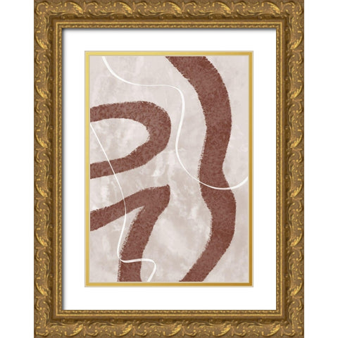 Abstract Fuzz Gold Ornate Wood Framed Art Print with Double Matting by Artographie Studio