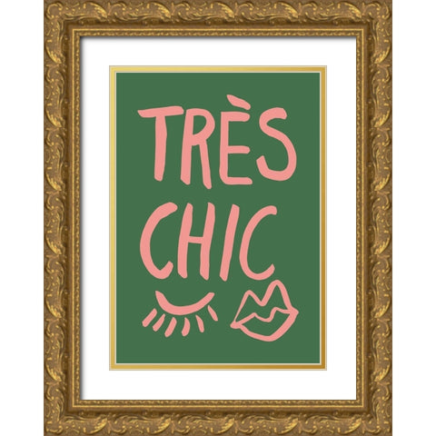 TrAus Chic Green Gold Ornate Wood Framed Art Print with Double Matting by Artographie Studio