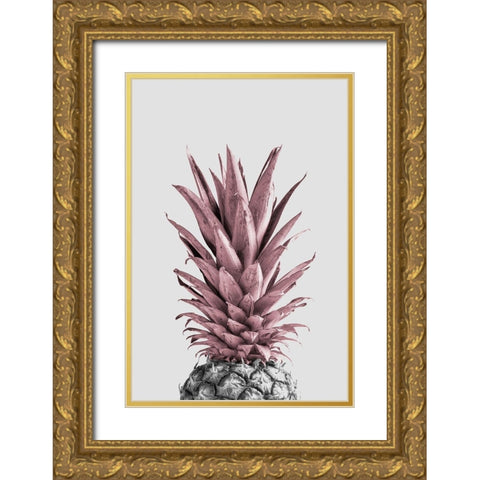 Pineapple Pink 04 Gold Ornate Wood Framed Art Print with Double Matting by Artographie Studio