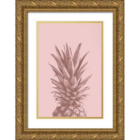 Pinapple Pink 05 Gold Ornate Wood Framed Art Print with Double Matting by Artographie Studio