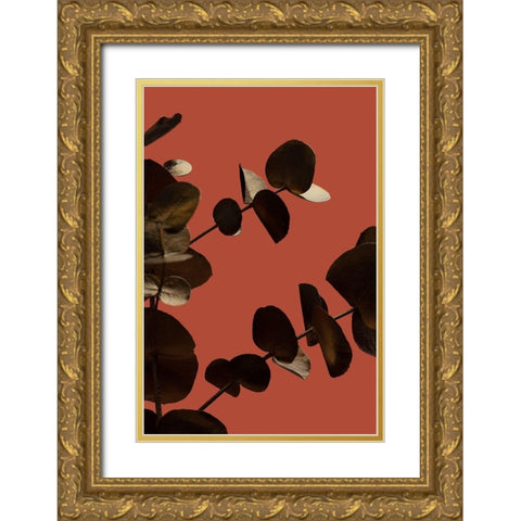 Eucalyptus Gold Rust 02 Gold Ornate Wood Framed Art Print with Double Matting by Artographie Studio