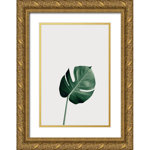 Monstera Natural 01 Gold Ornate Wood Framed Art Print with Double Matting by Artographie Studio