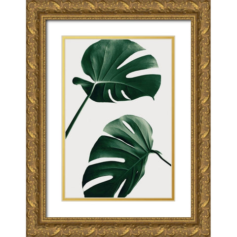 Monstera Natural 46 Gold Ornate Wood Framed Art Print with Double Matting by Artographie Studio