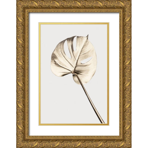 Monstera Gold 05 Gold Ornate Wood Framed Art Print with Double Matting by Artographie Studio