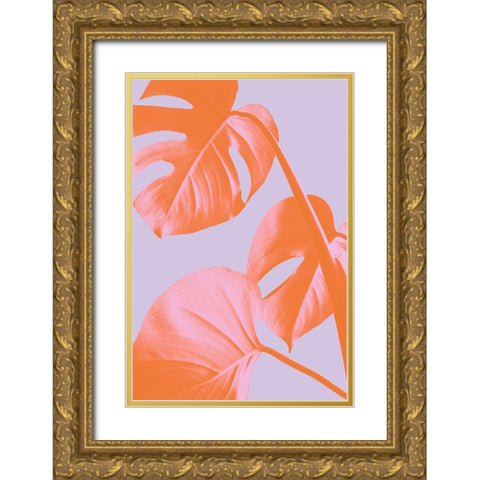 Monstera Purple 03 Gold Ornate Wood Framed Art Print with Double Matting by Artographie Studio