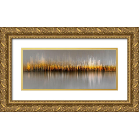 Dubai Skyline Gold Ornate Wood Framed Art Print with Double Matting by Chiriaco, Carmine