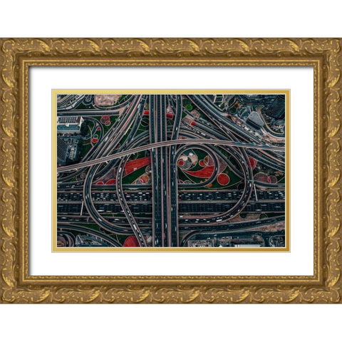 urban labyrinth Gold Ornate Wood Framed Art Print with Double Matting by Chiriaco, Carmine