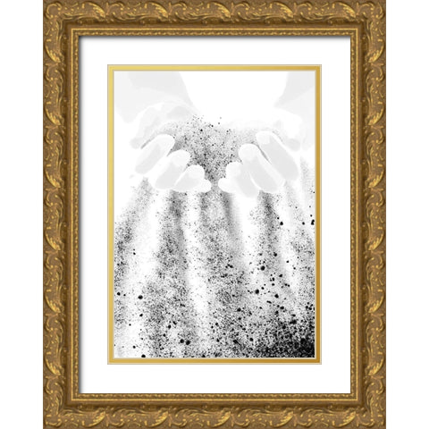 Hands Sand Gold Ornate Wood Framed Art Print with Double Matting by Artographie Studio