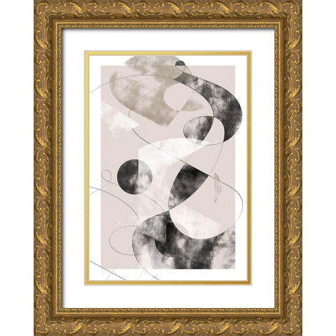 Shapes Shatters Gold Ornate Wood Framed Art Print with Double Matting by Artographie Studio