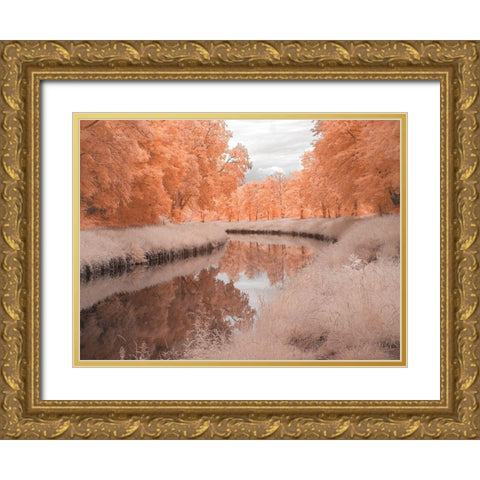 Saarkanal Gold Ornate Wood Framed Art Print with Double Matting by Bauer, Klaus
