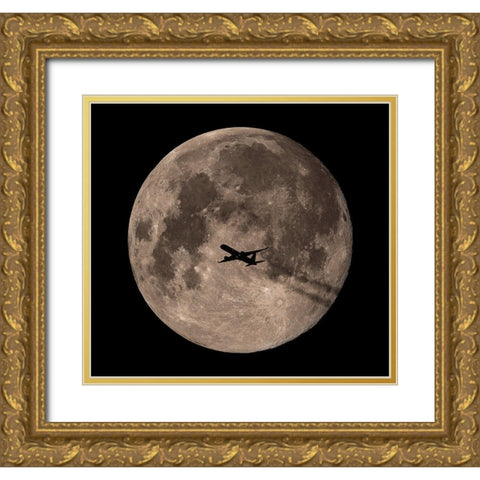 Passing Through Full Moon Gold Ornate Wood Framed Art Print with Double Matting by Chakraborty, Mainak