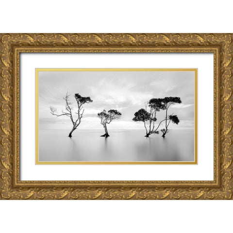 Drowning Not Waving Gold Ornate Wood Framed Art Print with Double Matting by Fudge, Steven