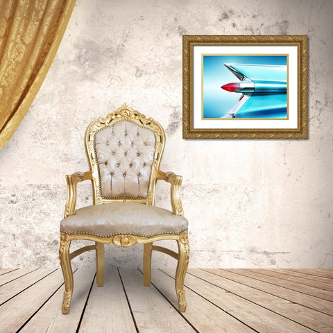 US Classic Car 1959 Sedan Deville tail fin abstract Gold Ornate Wood Framed Art Print with Double Matting by Gube, Beate