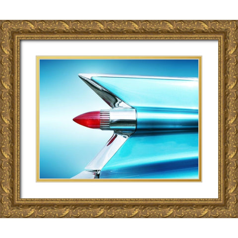 US Classic Car 1959 Sedan Deville tail fin abstract Gold Ornate Wood Framed Art Print with Double Matting by Gube, Beate